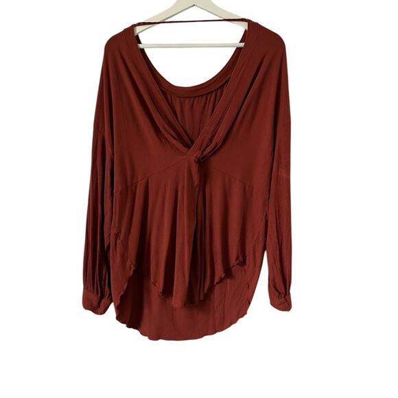 Free People Shimmy Shake Brown Ribbed Long Sleeve Top  size XS - Picture 5 of 11